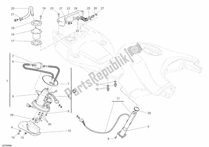 Todas as partes de Bomba De Combustivel do Ducati Multistrada 1100 S USA 2008